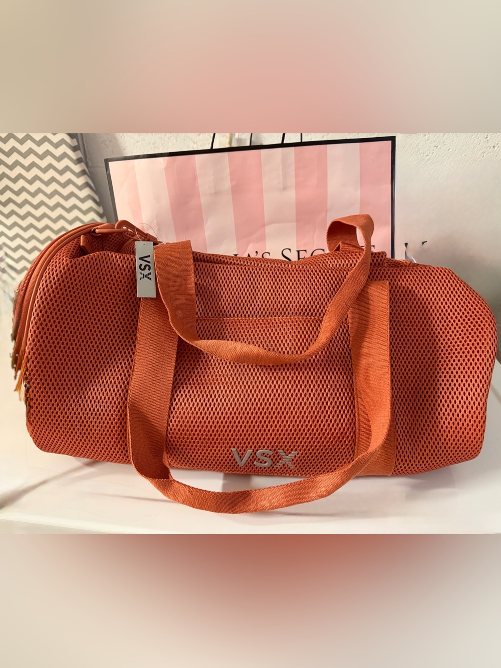 Victoria's Secret Orange Mesh Travel Tote
